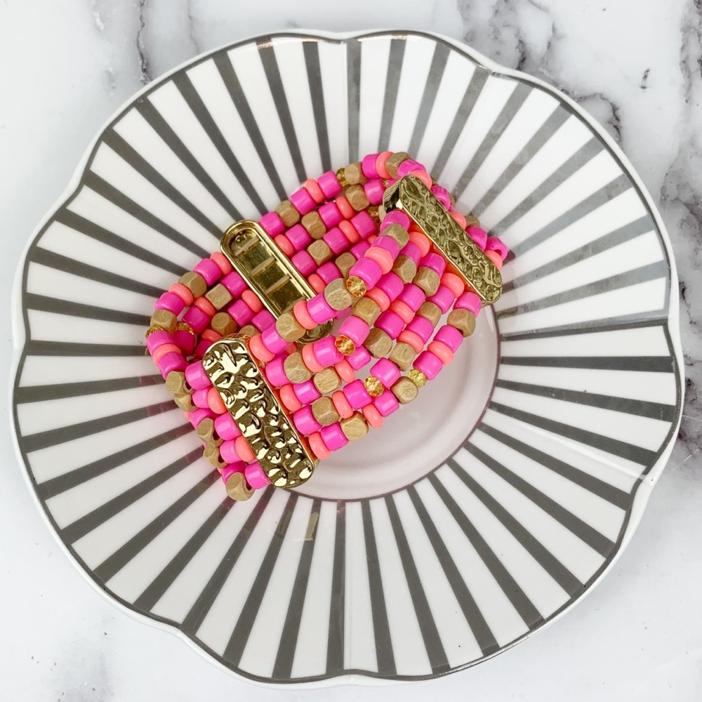 Lily Pulitzer Pink & Gold Beaded Stretch Bracelet